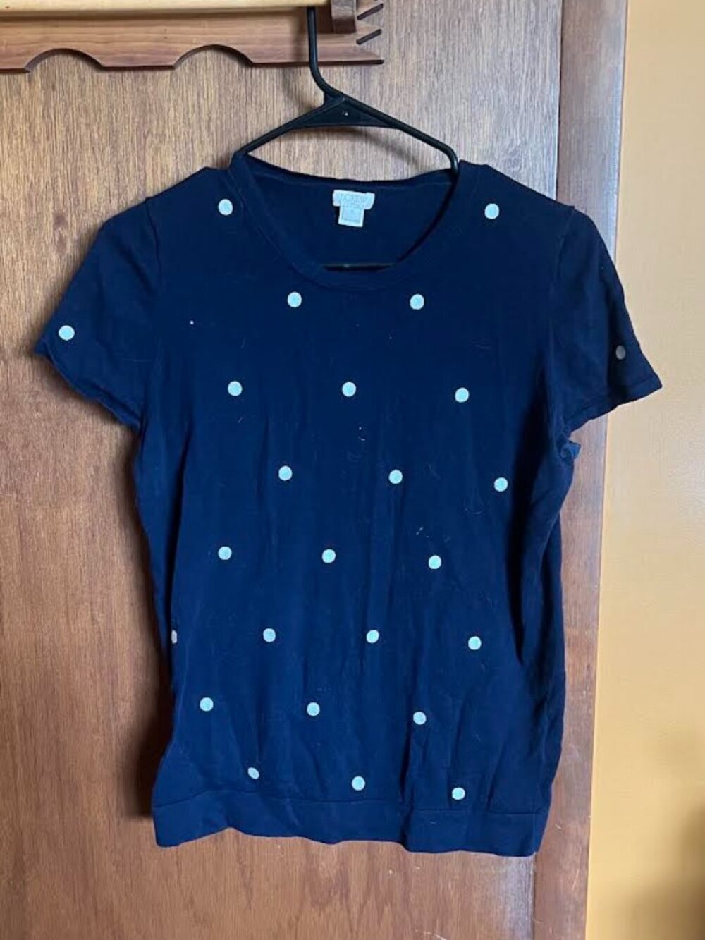 J Crew Blue White Polka Dot Pullover Sweater M